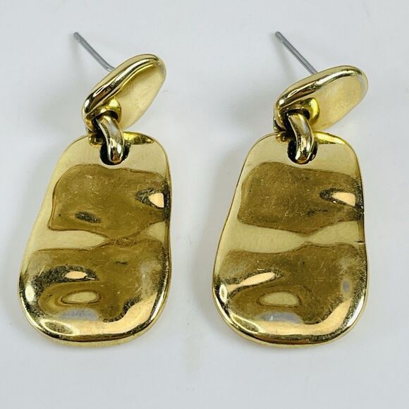 Monet Jewelry - Vintage Monet Hammered Gold Tone Drop Earrings 1.25" Abstract Dangle Signed